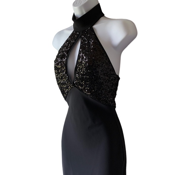 Chiara Boni Iria Black Sequin Gown Maxi Dress, NWT - Picture 4 of 10